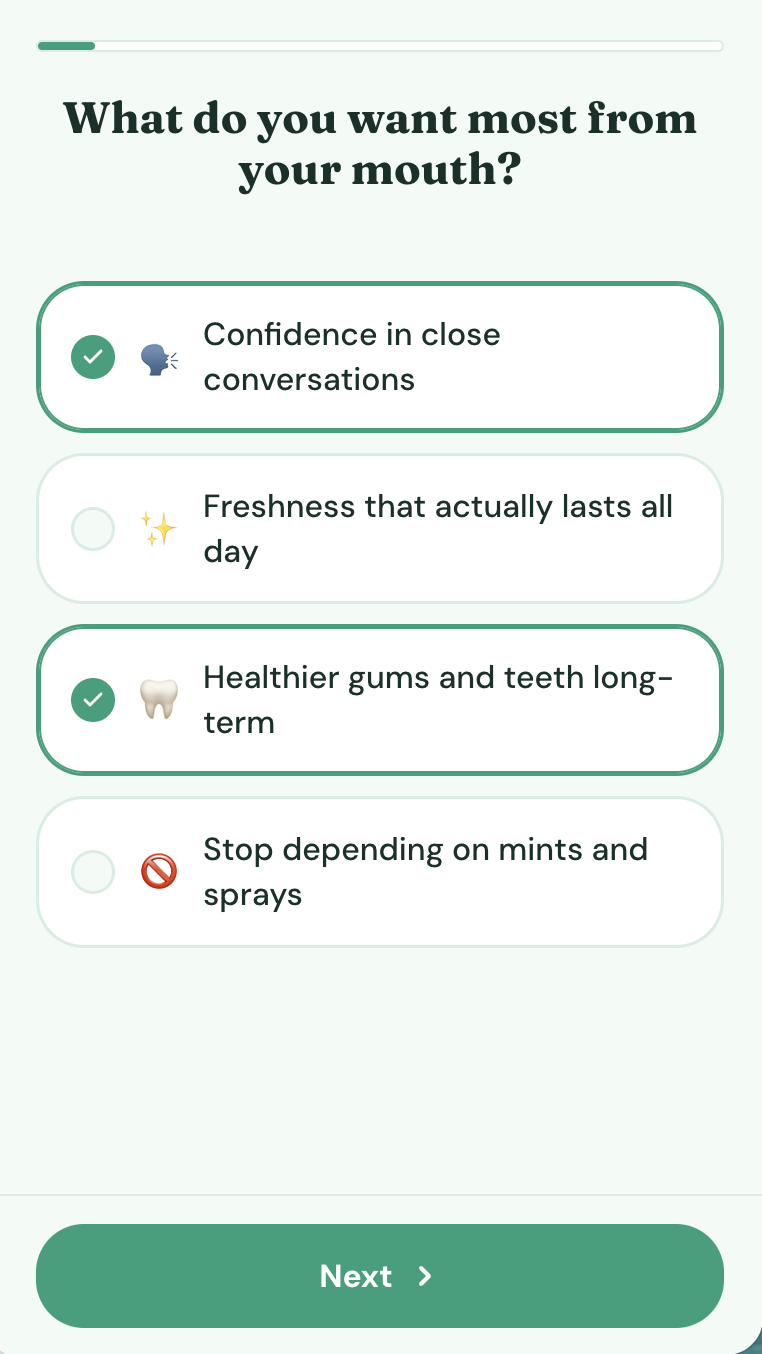 A QuizLanding quiz rendering natively on a Shopify storefront, on-brand and mobile-perfect